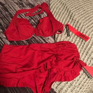 NWT Red two piece high waisted bikini by Jantzen.
